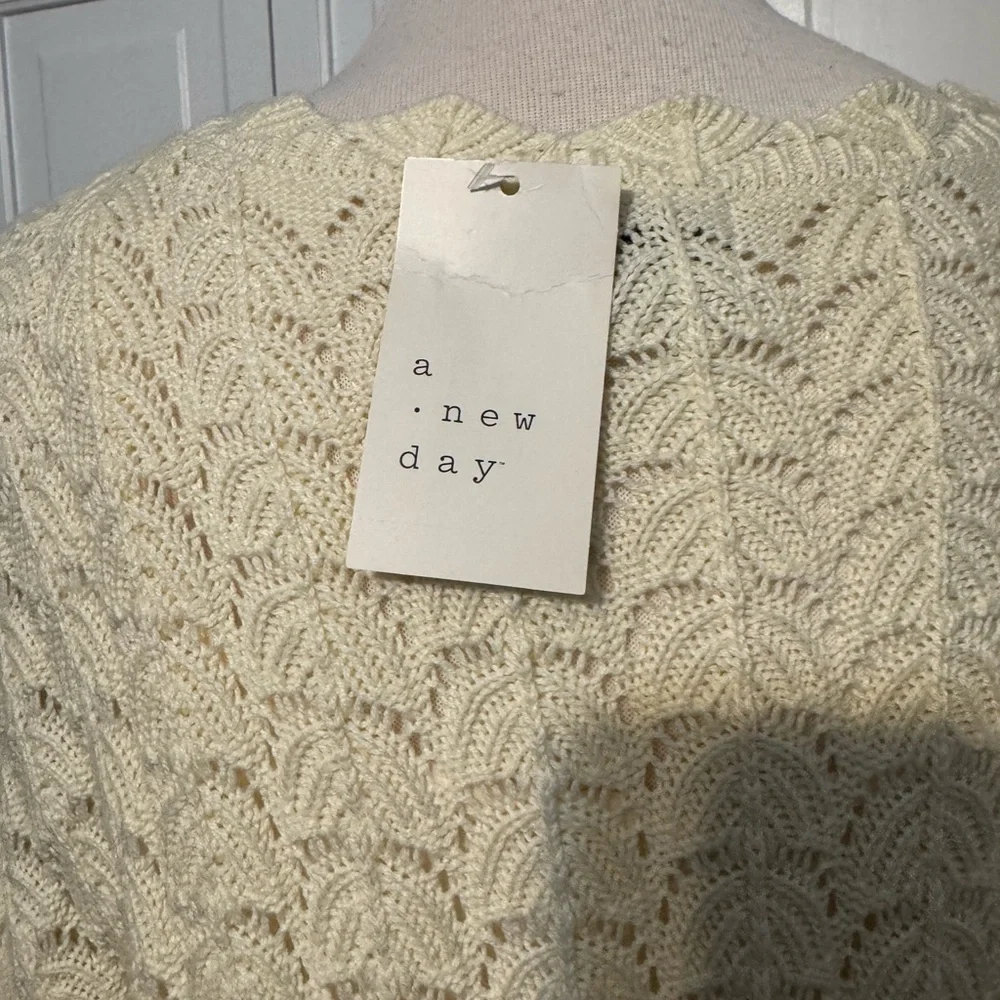 A New Day Cream Long Sleeve lined Knit Dress. Sz L
